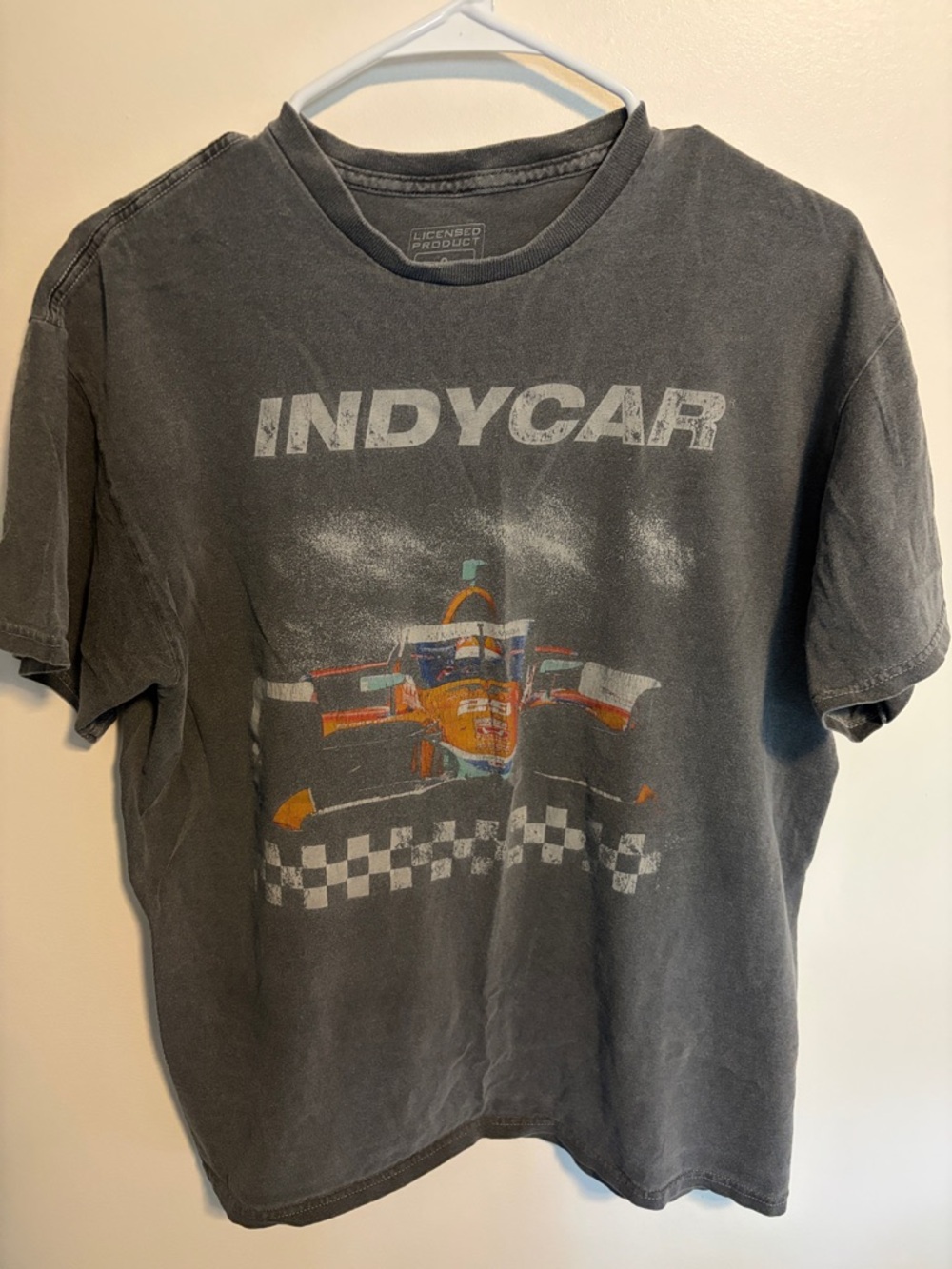 INDYCAR Graphic Tee in Washed Charcoal with Orange Accents